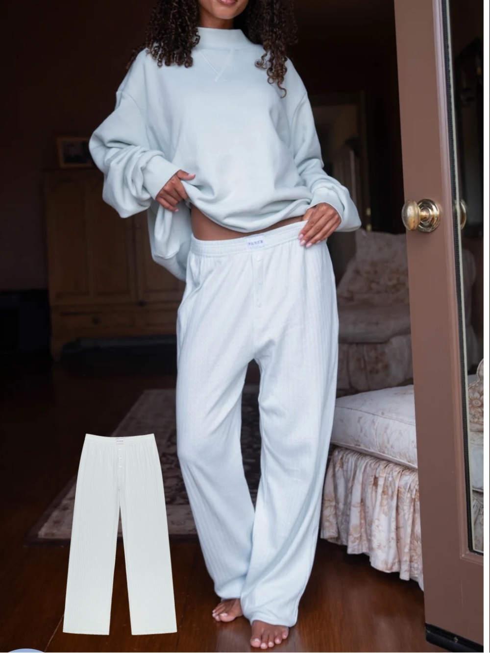 PARKE Bridal Collection Light Blue Pointelle Cotton Boxer pants